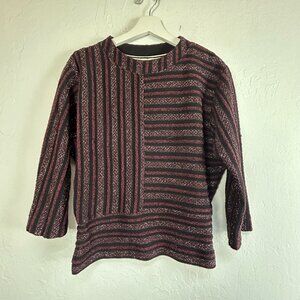 Anthropologie Akemi + Kim Celeste Metallic Striped Burgundy Sweater Medium NWOT